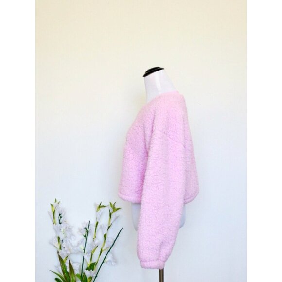 NEW! Forever 21 Hello Kitty x Collection Fuzzy Sherpa Sweater Sanrio Pink SZ S - Picture 6 of 10